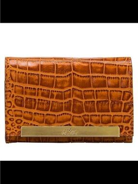 Patricia Nash Cametti Croco Embossed Congac Leather Wallet  NWOT